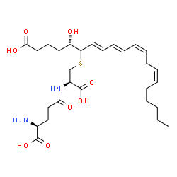 ChemSpider 2D Image | L-gamma-Glutamyl-S-[(4S,6E,8E,10Z,13Z)-1-carboxy-4-hydroxy-6,8,10,13-nonadecatetraen-5-yl]-L-cysteine | C28H44N2O8S