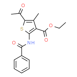 ChemSpider 2D Image | Ethyl 5-acetyl-2-(benzoylamino)-4-methyl-3-thiophenecarboxylate | C17H17NO4S