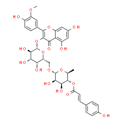 ChemSpider 2D Image | 5,7-Dihydroxy-2-(4-hydroxy-3-methoxyphenyl)-4-oxo-4H-chromen-3-yl 6-O-{6-deoxy-4-O-[(2E)-3-(4-hydroxyphenyl)-2-propenoyl]-alpha-L-mannopyranosyl}-beta-D-galactopyranoside | C37H38O18