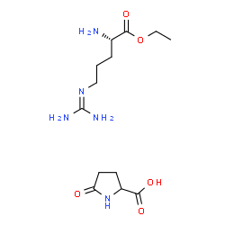 ChemSpider 2D Image | 5-Oxoproline - ethyl N~5~-(diaminomethylene)-L-ornithinate (1:1) | C13H25N5O5