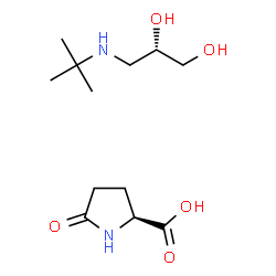 ChemSpider 2D Image | 5-Oxo-L-proline - (2S)-3-[(2-methyl-2-propanyl)amino]-1,2-propanediol (1:1) | C12H24N2O5
