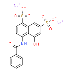 ChemSpider 2D Image | Disodium 4-(benzoylamino)-5-hydroxy-1,7-naphthalenedisulfonate | C17H11NNa2O8S2