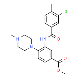 ChemSpider 2D Image | Methyl 3-[(3-chloro-4-methylbenzoyl)amino]-4-(4-methyl-1-piperazinyl)benzoate | C21H24ClN3O3