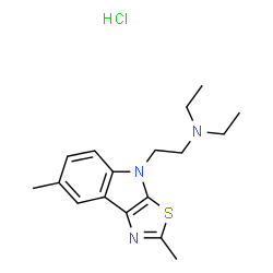 ChemSpider 2D Image | 2-(2,7-Dimethyl-4H-[1,3]thiazolo[5,4-b]indol-4-yl)-N,N-diethylethanamine hydrochloride (1:1) | C17H24ClN3S
