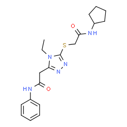 ChemSpider 2D Image | 2-{[5-(2-Anilino-2-oxoethyl)-4-ethyl-4H-1,2,4-triazol-3-yl]sulfanyl}-N-cyclopentylacetamide | C19H25N5O2S
