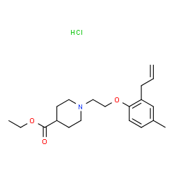 ChemSpider 2D Image | Ethyl 1-[2-(2-allyl-4-methylphenoxy)ethyl]-4-piperidinecarboxylate hydrochloride (1:1) | C20H30ClNO3