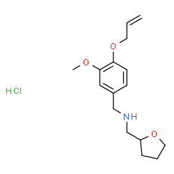 ChemSpider 2D Image | 1-[4-(Allyloxy)-3-methoxyphenyl]-N-(tetrahydro-2-furanylmethyl)methanamine hydrochloride (1:1) | C16H24ClNO3