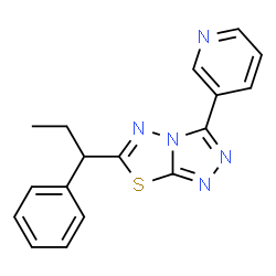ChemSpider 2D Image | 6-(1-Phenylpropyl)-3-(3-pyridinyl)[1,2,4]triazolo[3,4-b][1,3,4]thiadiazole | C17H15N5S