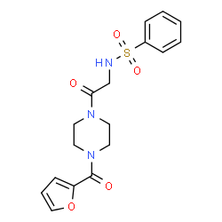 ChemSpider 2D Image | N-{2-[4-(2-Furoyl)-1-piperazinyl]-2-oxoethyl}benzenesulfonamide | C17H19N3O5S