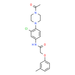 ChemSpider 2D Image | N-[4-(4-Acetyl-1-piperazinyl)-3-chlorophenyl]-2-(3-methylphenoxy)acetamide | C21H24ClN3O3