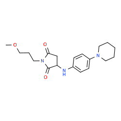 ChemSpider 2D Image | 1-(3-Methoxypropyl)-3-{[4-(1-piperidinyl)phenyl]amino}-2,5-pyrrolidinedione | C19H27N3O3