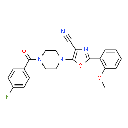 ChemSpider 2D Image | 5-[4-(4-Fluorobenzoyl)-1-piperazinyl]-2-(2-methoxyphenyl)-1,3-oxazole-4-carbonitrile | C22H19FN4O3