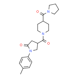 ChemSpider 2D Image | 4-[4-(Pyrrolidine-1-carbonyl)-piperidine-1-carbonyl]-1-p-tolyl-pyrrolidin-2-one | C22H29N3O3