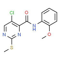 ChemSpider 2D Image | 5-Chloro-N-(2-methoxyphenyl)-2-(methylsulfanyl)-4-pyrimidinecarboxamide | C13H12ClN3O2S