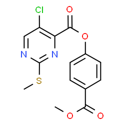 ChemSpider 2D Image | 4-(Methoxycarbonyl)phenyl 5-chloro-2-(methylsulfanyl)-4-pyrimidinecarboxylate | C14H11ClN2O4S