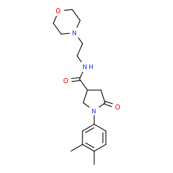 ChemSpider 2D Image | 1-(3,4-Dimethylphenyl)-N-[2-(4-morpholinyl)ethyl]-5-oxo-3-pyrrolidinecarboxamide | C19H27N3O3