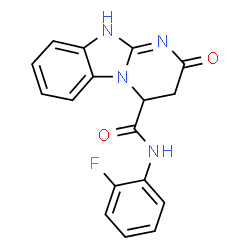 ChemSpider 2D Image | N-(2-Fluorophenyl)-2-oxo-2,3,4,10-tetrahydropyrimido[1,2-a]benzimidazole-4-carboxamide | C17H13FN4O2
