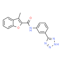 ChemSpider 2D Image | 2-benzofurancarboxamide, 3-methyl-N-[3-(1H-tetrazol-5-yl)phenyl]- | C17H13N5O2