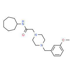 ChemSpider 2D Image | N-Cycloheptyl-2-[4-(3-methoxybenzyl)-1-piperazinyl]acetamide | C21H33N3O2