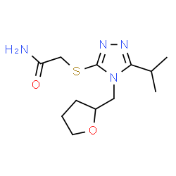 ChemSpider 2D Image | 2-{[5-Isopropyl-4-(tetrahydro-2-furanylmethyl)-4H-1,2,4-triazol-3-yl]sulfanyl}acetamide | C12H20N4O2S