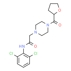 ChemSpider 2D Image | N-(2,6-Dichlorophenyl)-2-[4-(tetrahydro-2-furanylcarbonyl)-1-piperazinyl]acetamide | C17H21Cl2N3O3