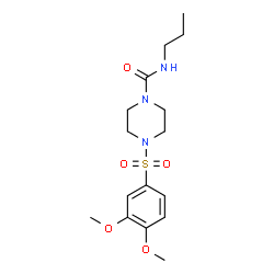 ChemSpider 2D Image | 4-[(3,4-Dimethoxyphenyl)sulfonyl]-N-propyl-1-piperazinecarboxamide | C16H25N3O5S
