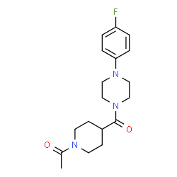 ChemSpider 2D Image | 1-(4-{[4-(4-Fluorophenyl)-1-piperazinyl]carbonyl}-1-piperidinyl)ethanone | C18H24FN3O2
