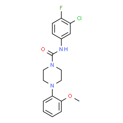 ChemSpider 2D Image | N-(3-Chloro-4-fluorophenyl)-4-(2-methoxyphenyl)-1-piperazinecarboxamide | C18H19ClFN3O2