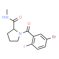 ChemSpider 2D Image | 1-(5-Bromo-2-iodobenzoyl)-N-methylprolinamide | C13H14BrIN2O2