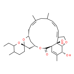 ChemSpider 2D Image | (1'R,2R,4'S,8'R,10'Z,14'Z,20'R,21'R,24'S)-6-Ethyl-21',24'-dihydroxy-5,11',13',22'-tetramethyl-3,4,5,6-tetrahydro-2'H-spiro[pyran-2,6'-[3,7,19]trioxatetracyclo[15.6.1.1~4,8~.0~20,24~]pentacosa[10,14,16
,22]tetraen]-2'-one | C32H46O7