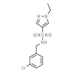 ChemSpider 2D Image | N-(3-Chlorobenzyl)-1-ethyl-1H-pyrazole-4-sulfonamide | C12H14ClN3O2S