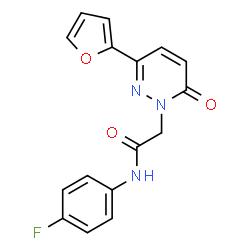 ChemSpider 2D Image | N-(4-Fluorophenyl)-2-[3-(2-furyl)-6-oxo-1(6H)-pyridazinyl]acetamide | C16H12FN3O3