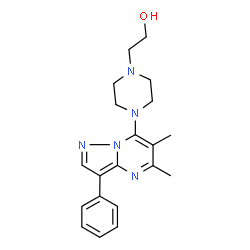 ChemSpider 2D Image | 2-[4-(5,6-Dimethyl-3-phenylpyrazolo[1,5-a]pyrimidin-7-yl)-1-piperazinyl]ethanol | C20H25N5O