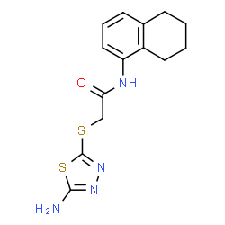 ChemSpider 2D Image | 2-[(5-Amino-1,3,4-thiadiazol-2-yl)sulfanyl]-N-(5,6,7,8-tetrahydro-1-naphthalenyl)acetamide | C14H16N4OS2
