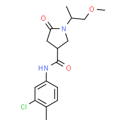 ChemSpider 2D Image | N-(3-Chloro-4-methylphenyl)-1-(1-methoxy-2-propanyl)-5-oxo-3-pyrrolidinecarboxamide | C16H21ClN2O3