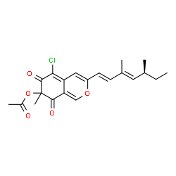 ChemSpider 2D Image | 5-Chloro-3-[(1E,3E,5S)-3,5-dimethyl-1,3-heptadien-1-yl]-7-methyl-6,8-dioxo-7,8-dihydro-6H-isochromen-7-yl acetate | C21H23ClO5