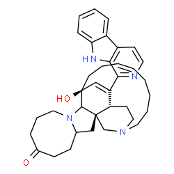 ChemSpider 2D Image | (1R,2R,13S,16Z)-25-(9H-beta-Carbolin-1-yl)-13-hydroxy-11,22-diazapentacyclo[11.11.2.1~2,22~.0~2,12~.0~4,11~]heptacosa-16,25-dien-7-one | C36H44N4O2