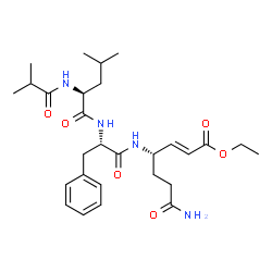 ChemSpider 2D Image | N-Isobutyryl-L-leucyl-N-[(2E,4S)-7-amino-1-ethoxy-1,7-dioxo-2-hepten-4-yl]-L-phenylalaninamide | C28H42N4O6