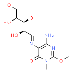 ChemSpider 2D Image | 6-Amino-2-methoxy-3-methyl-5-((2R,3S,4R)-2,3,4,5-tetrahydroxy-pentylideneamino)-3H-pyrimidin-4-one | C11H18N4O6