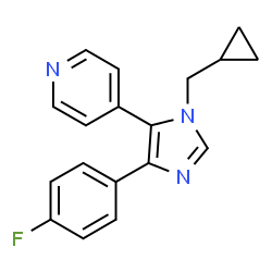 ChemSpider 2D Image | 4-(4-FLUOROPHENYL)-1-CYCLOROPROPYLMETHYL-5-(4-PYRIDYL)-IMIDAZOLE | C18H16FN3