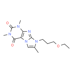 ChemSpider 2D Image | 8-(3-Ethoxy-propyl)-1,3,7-trimethyl-1H,8H-imidazo[2,1-f]purine-2,4-dione | C15H21N5O3