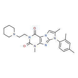 ChemSpider 2D Image | 8-(2,4-Dimethylphenyl)-1,7-dimethyl-3-[2-(1-piperidinyl)ethyl]-1H-imidazo[2,1-f]purine-2,4(3H,8H)-dione | C24H30N6O2