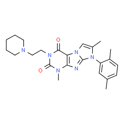 ChemSpider 2D Image | 8-(2,5-Dimethylphenyl)-1,7-dimethyl-3-[2-(1-piperidinyl)ethyl]-1H-imidazo[2,1-f]purine-2,4(3H,8H)-dione | C24H30N6O2