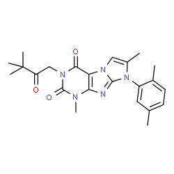 ChemSpider 2D Image | 3-(3,3-Dimethyl-2-oxobutyl)-8-(2,5-dimethylphenyl)-1,7-dimethyl-1H-imidazo[2,1-f]purine-2,4(3H,8H)-dione | C23H27N5O3