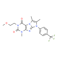ChemSpider 2D Image | 3-(2-Methoxyethyl)-1,6,7-trimethyl-8-[4-(trifluoromethyl)phenyl]-1H-imidazo[2,1-f]purine-2,4(3H,8H)-dione | C20H20F3N5O3
