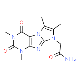 ChemSpider 2D Image | 2-(1,3,6,7-Tetramethyl-2,4-dioxo-1,2,3,4-tetrahydro-8H-imidazo[2,1-f]purin-8-yl)acetamide | C13H16N6O3