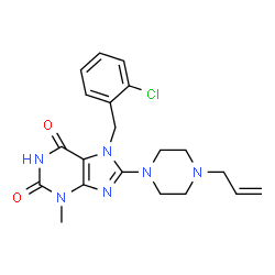 ChemSpider 2D Image | 8-(4-Allyl-1-piperazinyl)-7-(2-chlorobenzyl)-3-methyl-3,7-dihydro-1H-purine-2,6-dione | C20H23ClN6O2