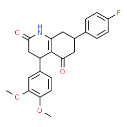 ChemSpider 2D Image | 4-(3,4-Dimethoxyphenyl)-7-(4-fluorophenyl)-4,6,7,8-tetrahydro-2,5(1H,3H)-quinolinedione | C23H22FNO4