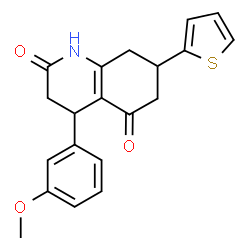 ChemSpider 2D Image | 4-(3-Methoxyphenyl)-7-(2-thienyl)-4,6,7,8-tetrahydro-2,5(1H,3H)-quinolinedione | C20H19NO3S