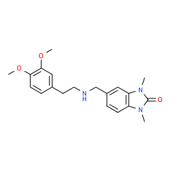 ChemSpider 2D Image | 5-({[2-(3,4-Dimethoxyphenyl)ethyl]amino}methyl)-1,3-dimethyl-1,3-dihydro-2H-benzimidazol-2-one | C20H25N3O3